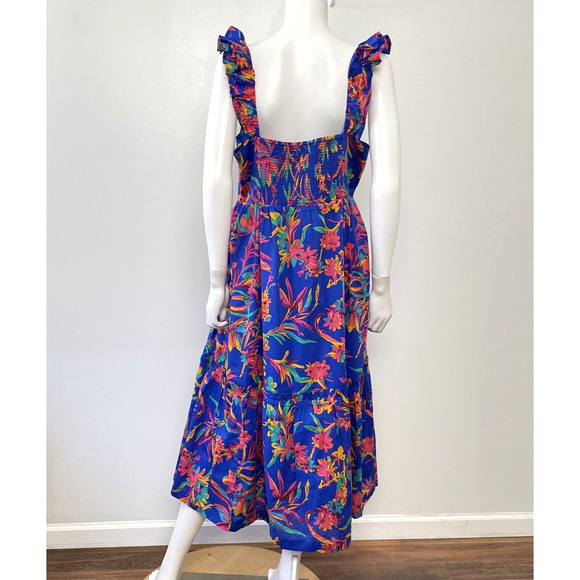 J. Crew Size 16 Dress Square Neck Floral Ruffle Sleeveless Midi Tiered NWT New - Picture 3 of 12